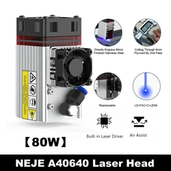 NEJE 80W 450nm Laser Head A40640 Laser Module Built-in Double Diodes for CNC Laser Cutter Metal Engraving Wood Cutting Tool