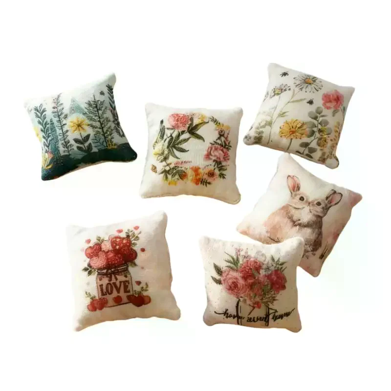 Maison de poupée, chambre à coucher, canapé, scène BJD, Micro modèle artisanal décoratif, oreiller de pâques Miniature, cadeau de Festival à domicile, 2 pièces