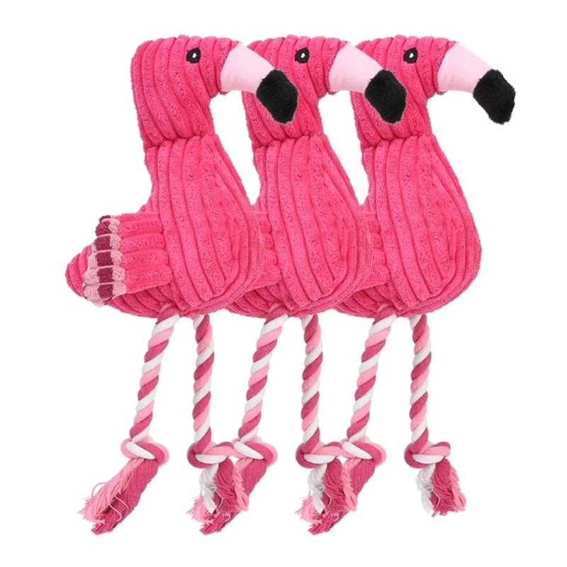 Flamingo Plush Small Large Dogs Squeak Toy Cotton Rope Resistant Puppy