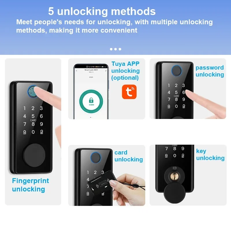 Imagem -04 - Tuya Smart Door Lock Ttlock Deadbolt App Digital Impressão Digital Senha Cartão ic Nfc Teclado de Entrada sem Chave Fechaduras Eletrônicas