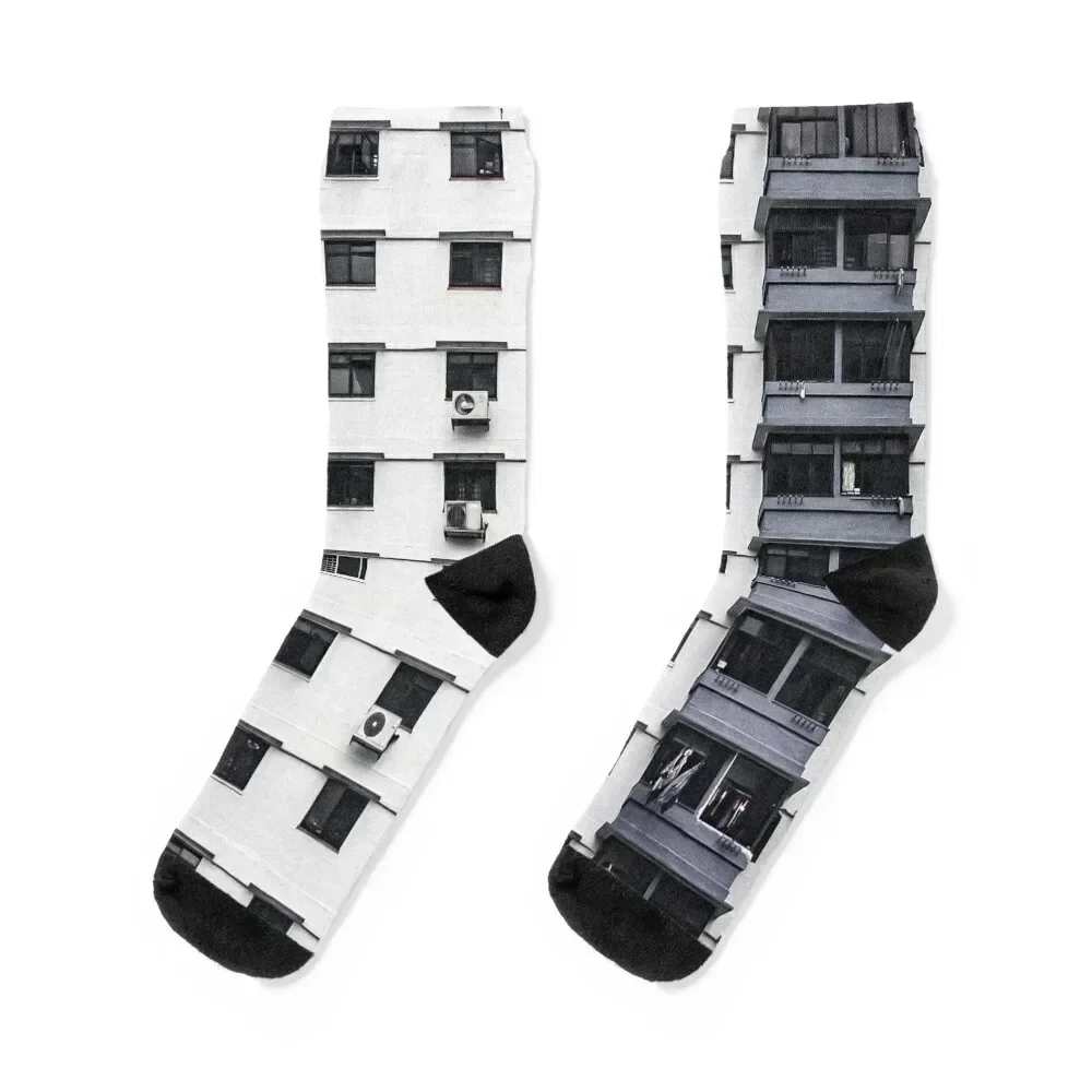 City highrise building print apartments urban architecture Socks hiking designer brand winter Socks Ladies Men's