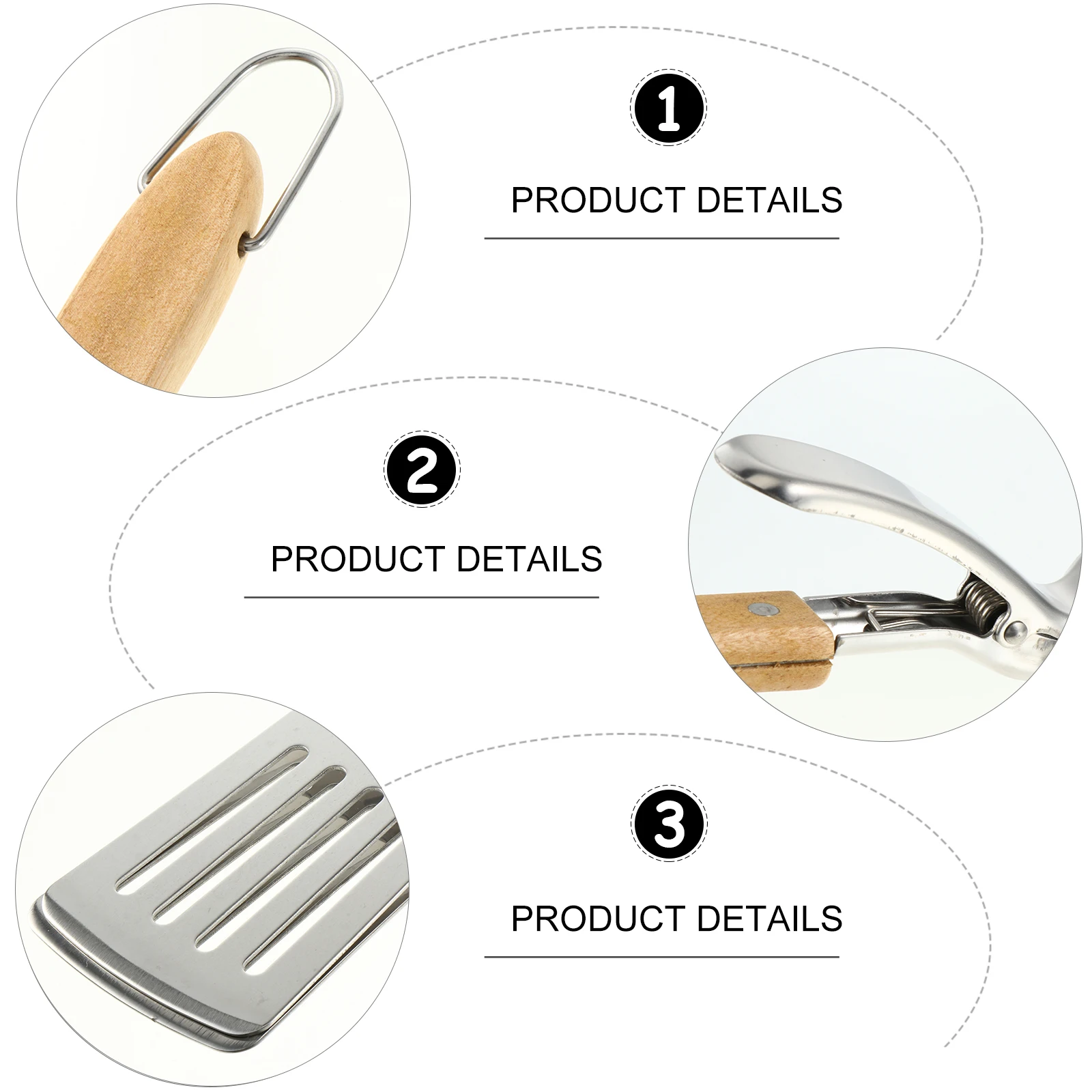 

1 set 1 Set Portable Bamboo Handle Oil Draining Steak Clamp Barbecue Tong Grease Drainage Bbq Tool Kitchen Food Clip Household