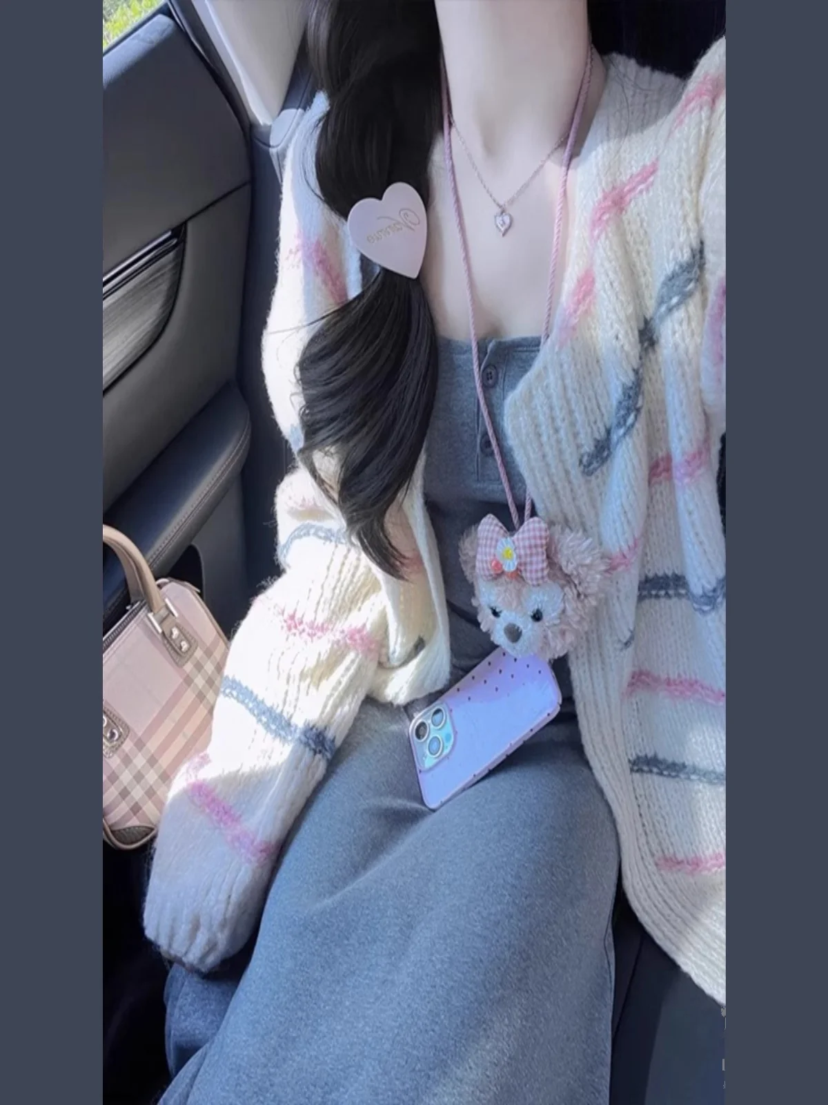 

Свободный длинный кардиган с V-образным вырезом для женщин, вязаная верхняя одежда, радужный цветной блок, тонкий кардиган из полиэфирного волокна для повседневной носки