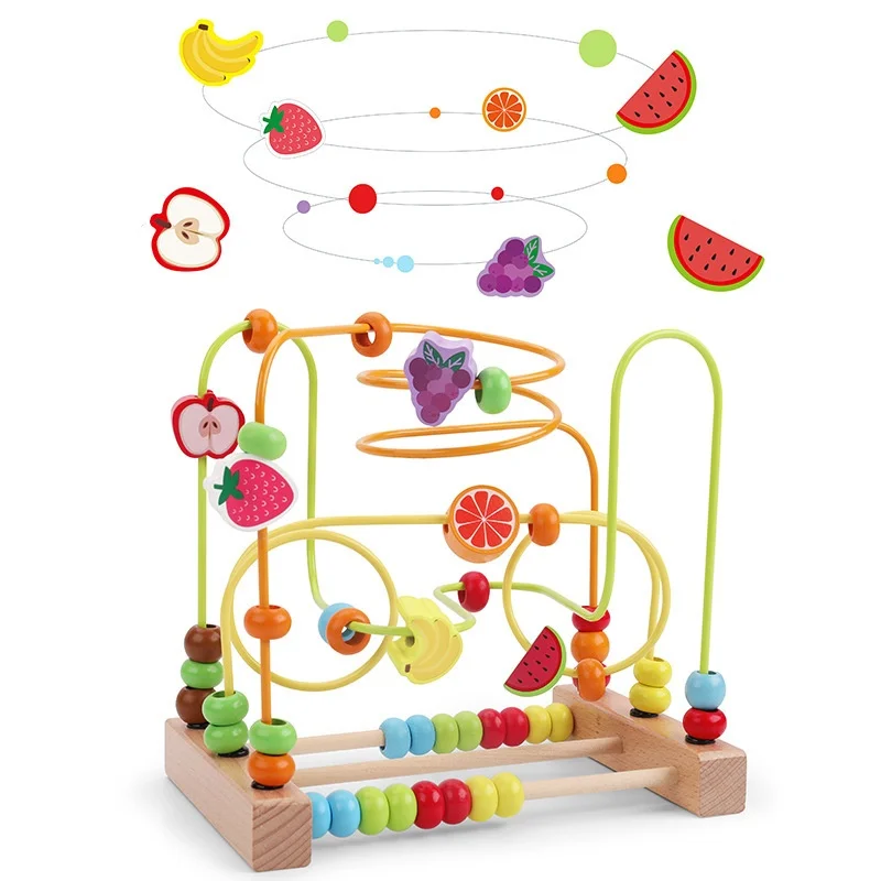 Montessori Baby Toys Wooden Roller Coaster Bead  Wire Maze Toddler Early Learning Educational Game Puzzle Math Toy for Children