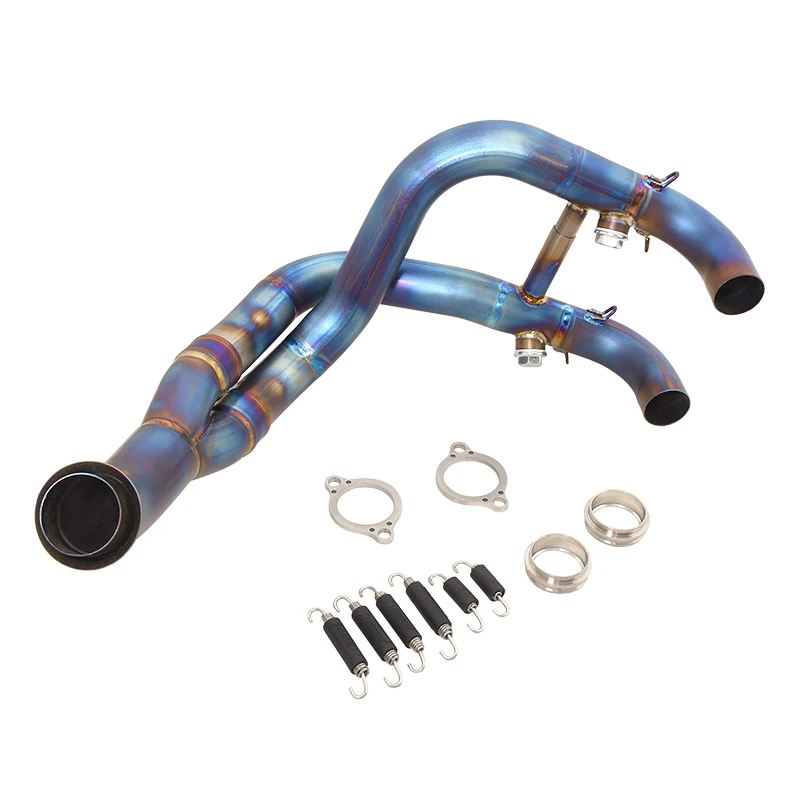 Titanium Alloy Front Link Pipe Motorcycles Exhaust Muffler Header Tube Blue Modified For DUKE  890 Adv Adventure R\R Rally 19-23