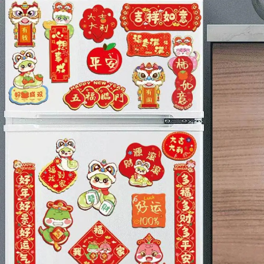 2025 Year Of The Snake Spring Festival Refrigerator Magnetic Sticker Chinese New Year Furniture Sticker Blessing Gift