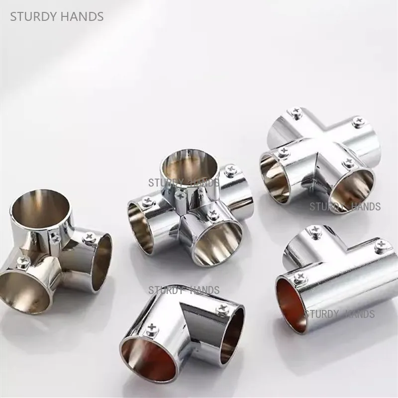 10pcs 19mm25mm Stainless Steel Pipe Connector Drying Rack Accessories Round Pipe Fastener Shelf Fixing Elbow Hardware Tools
