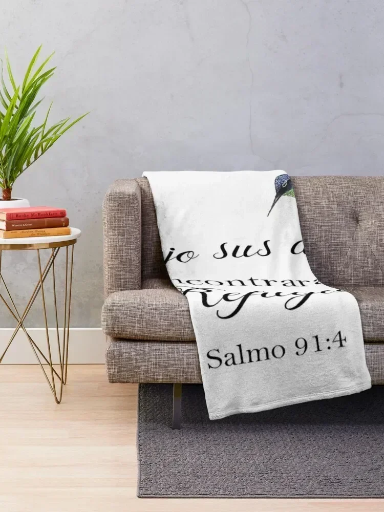 Bajo sus alas encontraras refugio Spanish bible verse Salmo 91 Throw Blanket Flannels Weighted sofa bed Blankets