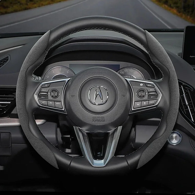 Suitable for Acura Anti-Slip Buckle Segmented Suede Steering Wheel Cover Suitable for Mdx Rsx Integra Tlx 2015 Rl Ilx Csx