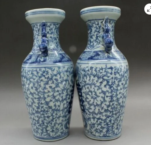 A pair China Old of blue and white porcelain vase double happiness