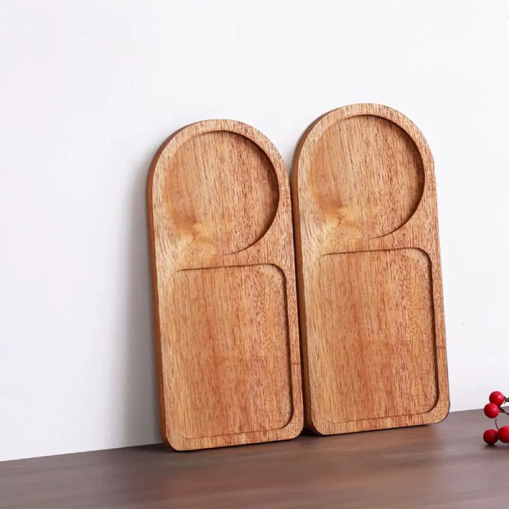 Natural Wood Rectangular Tray Simple Kitchen Serving Platter For Tea Cup Snacks Appetizer Storage Home Decor Tableware