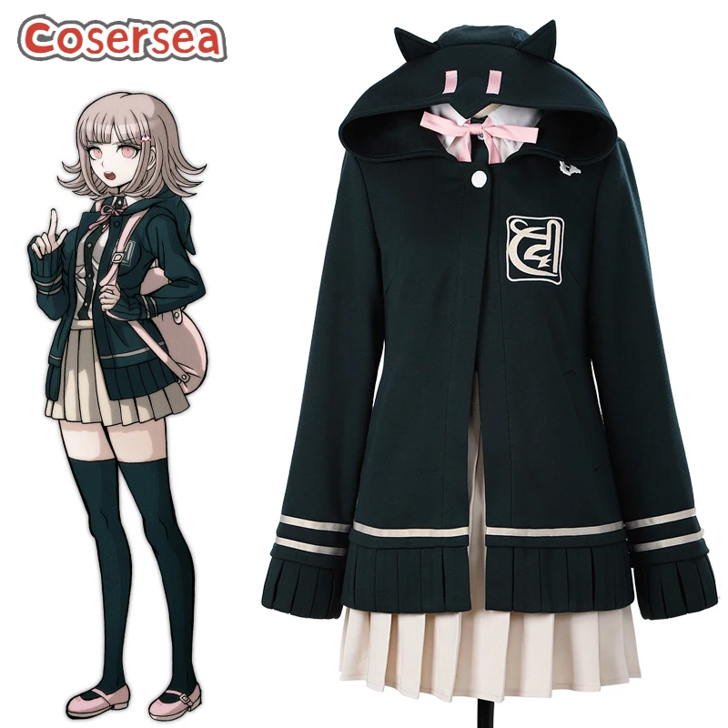 Cosersea Nanami Chiaki Cosplay Costume jeu Danganronp 2: au revoir désespoir Nanami Chiaki sweat à capuche Halloween robe tenue ensemble complet