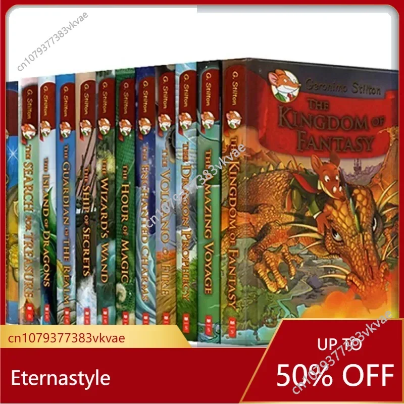 12 Libros de la Serie Mouse Reporter Geronimo Stilton, Temporada 2, Aventura en el Reino de la Fantasía, Cuentos para Niños, Libro de Cuentos Ilustrado en Inglés