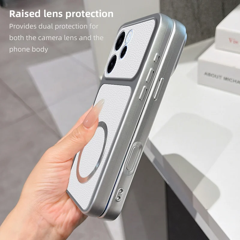 Dirt-resistant, Anti-Fingerprint Lychee Skin Texture Phone Case Sutible For Oppo Reno15F With Magnetic Ring Cover