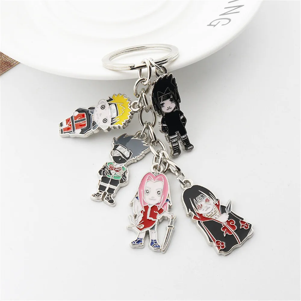 Anime Uchiha Sasuke Uzumaki Haruno Sakura Hatake Kakashi Action Figure Cosplay Gift Metal Pendant Keychain