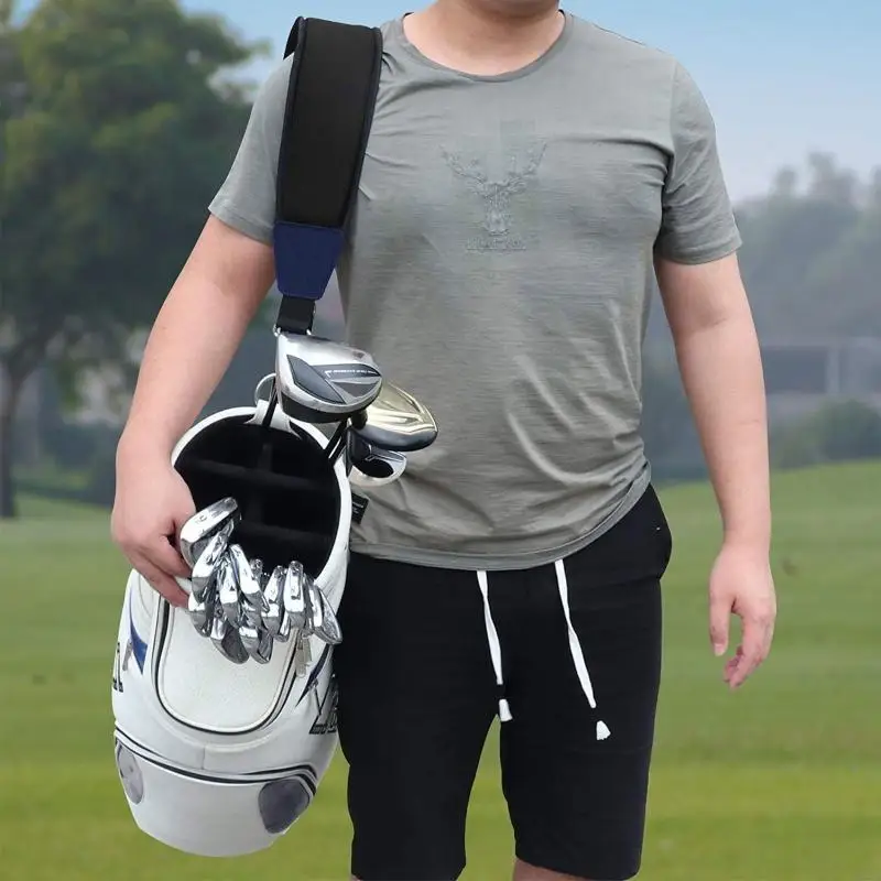 

N58B Universal Golf Bag Strap Replacement Single Shoulder Adjustable Strap Padded Golf Carrying Bag Strap with Metal Hooks