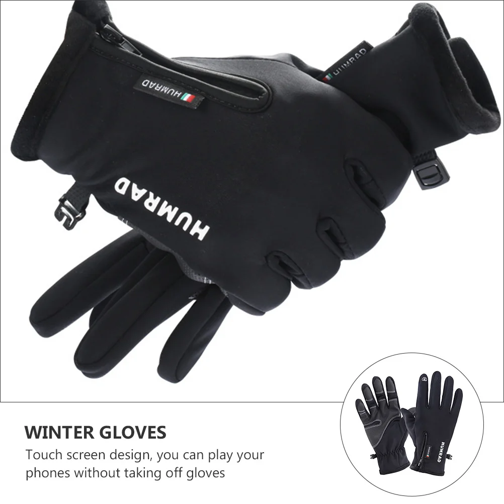 Black Work Gloves Screen Skiing Keep Warm Xl Winter Cycling Bicycling Mitten Man