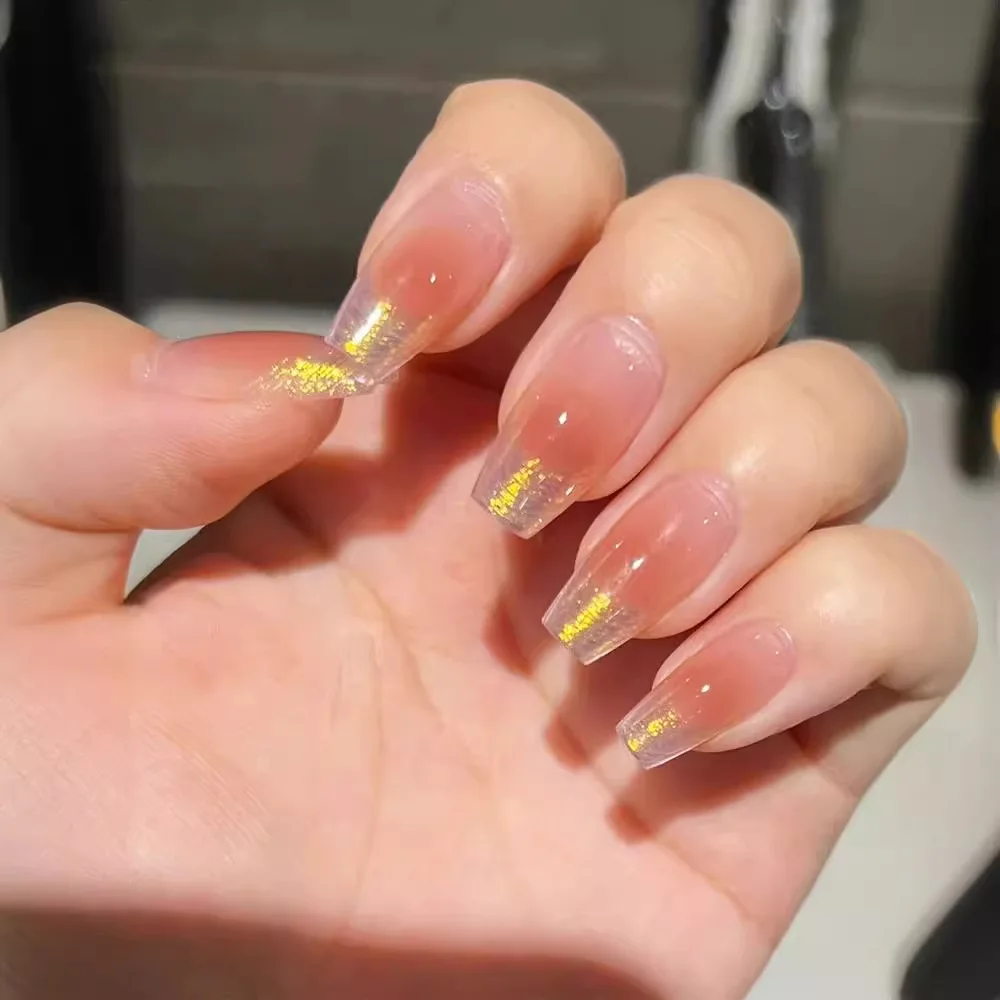 Geel Aurora nagelpoeder chroom pigmenten metallic wrijven stof maanlichteffect nagelkunst decoratie