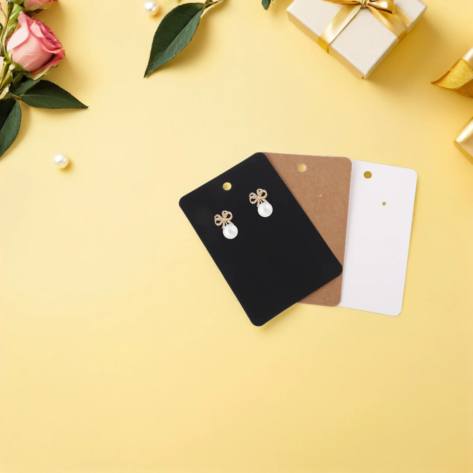 

300pcs Vintage Earring Cards Kraft Paper Jewelry Packaging For Selling Necklace Display Card Retail Showcase Craft Fair Boutique