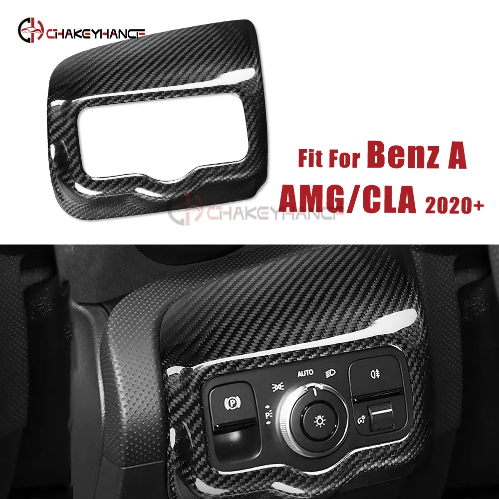

LHD/RHD Carbon Fiber Car Headlight Control Switch Button Cover Trim Sticker for Benz W177 V177 A35 A45 CLA/AMG C118 2020-2024