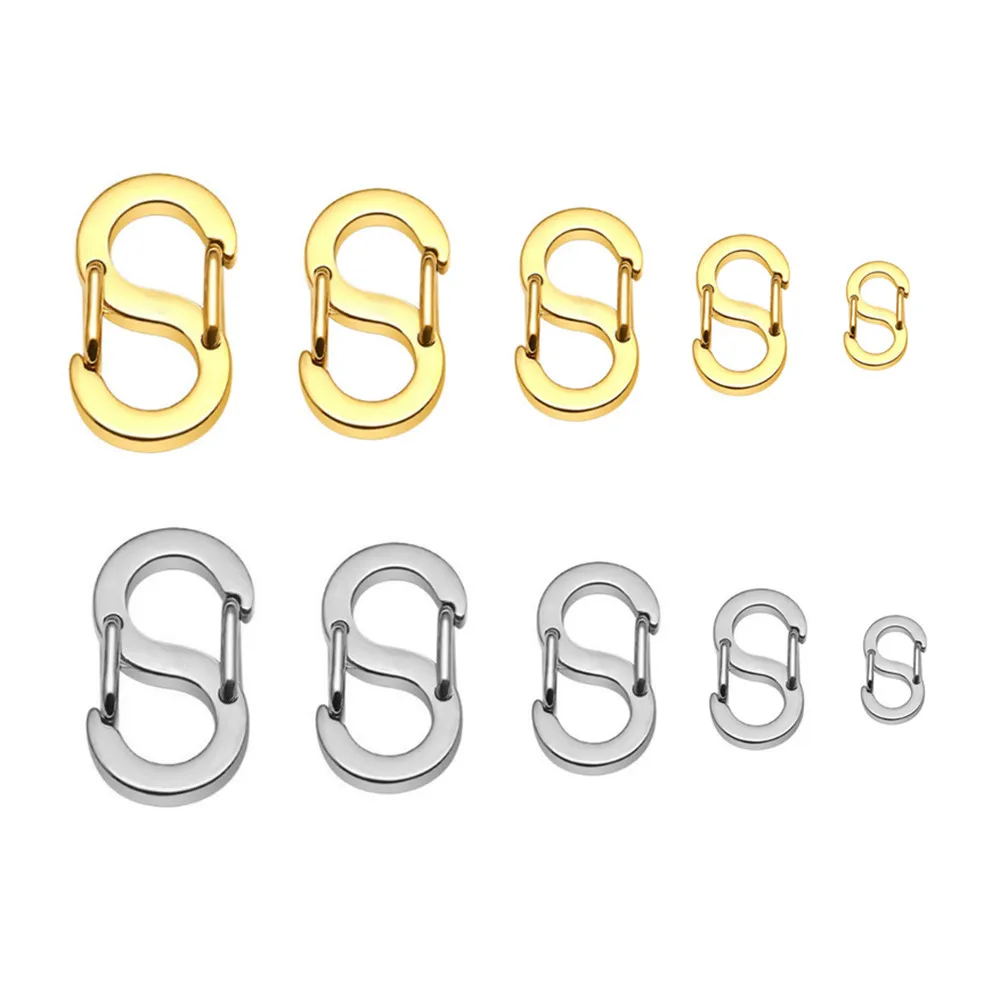 

2pcs S-type Buckle Snap Hook Carabiner Necklaces Connectors Stainless Steel Jewelry Making Supplies DIY Connector Findings