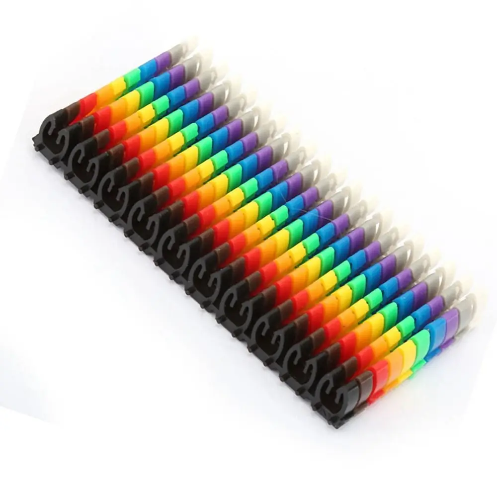 100PCS 4mm² Size Digital Number Tube Clip-on Design Plastic Materia Wire Number Label Colorful Cable Marker Cable Identification