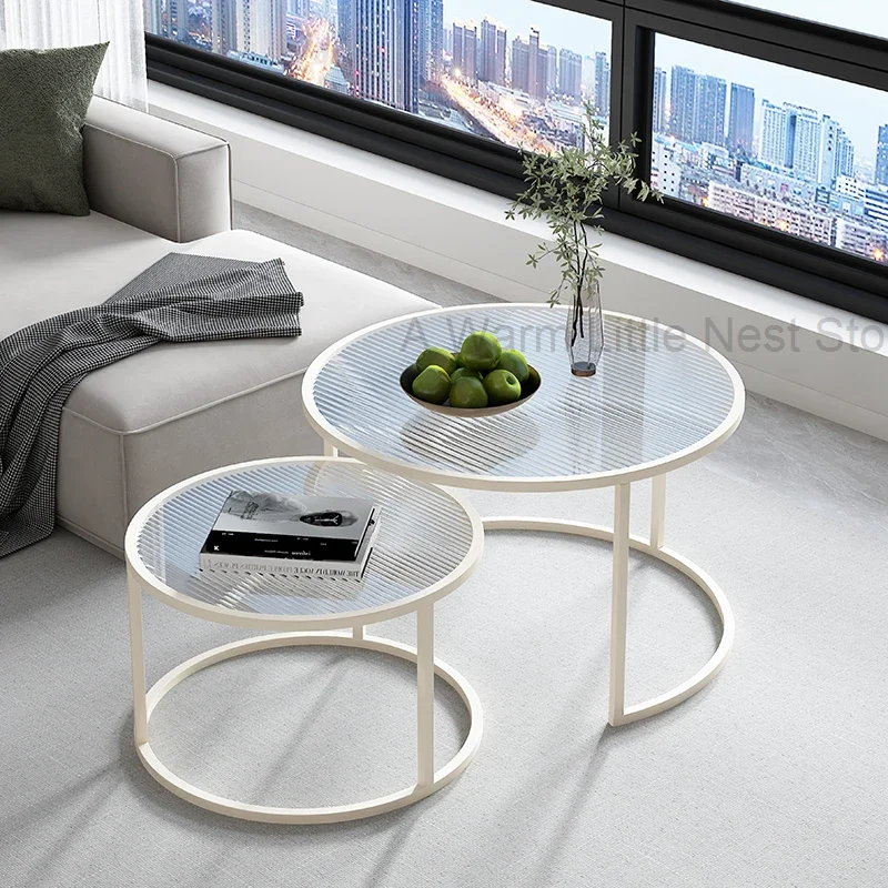 Round Transparent Coffee Tables Hallway Living Room Modern Organizer Coffee Table Creative Homestayers Muebles Home Furniture