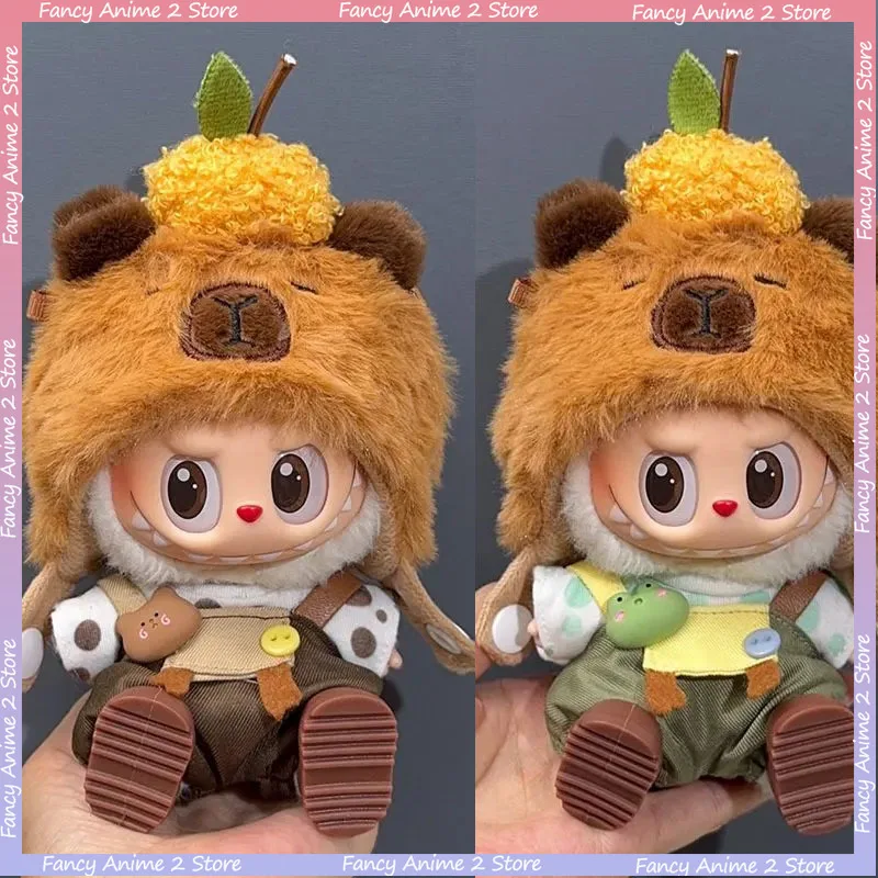 

Doll Clothes for 17CM Labubu Kawaii Capibara Hat Jacket Belt Pants and Shoes Set Mini Plush Doll Fashion Clothing Accessories