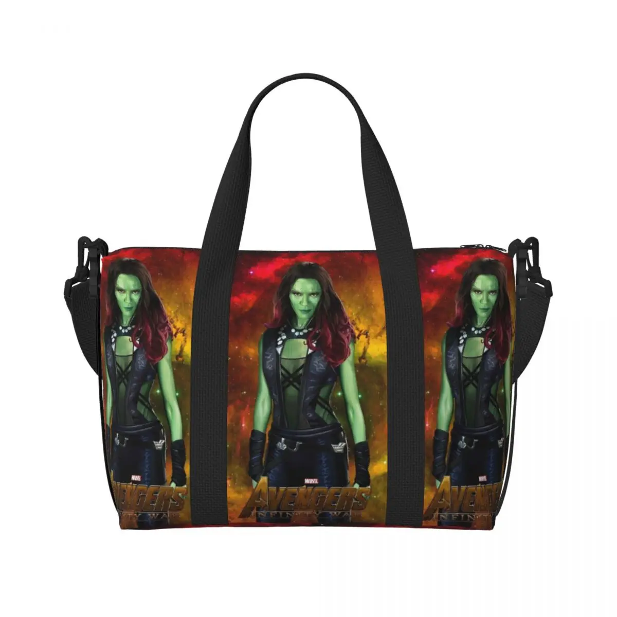 Custom Gamora Wallpaper Beach Tote Bag for Women Guardians of the Galaxy Large Compartment Beach Gym Travel Bags