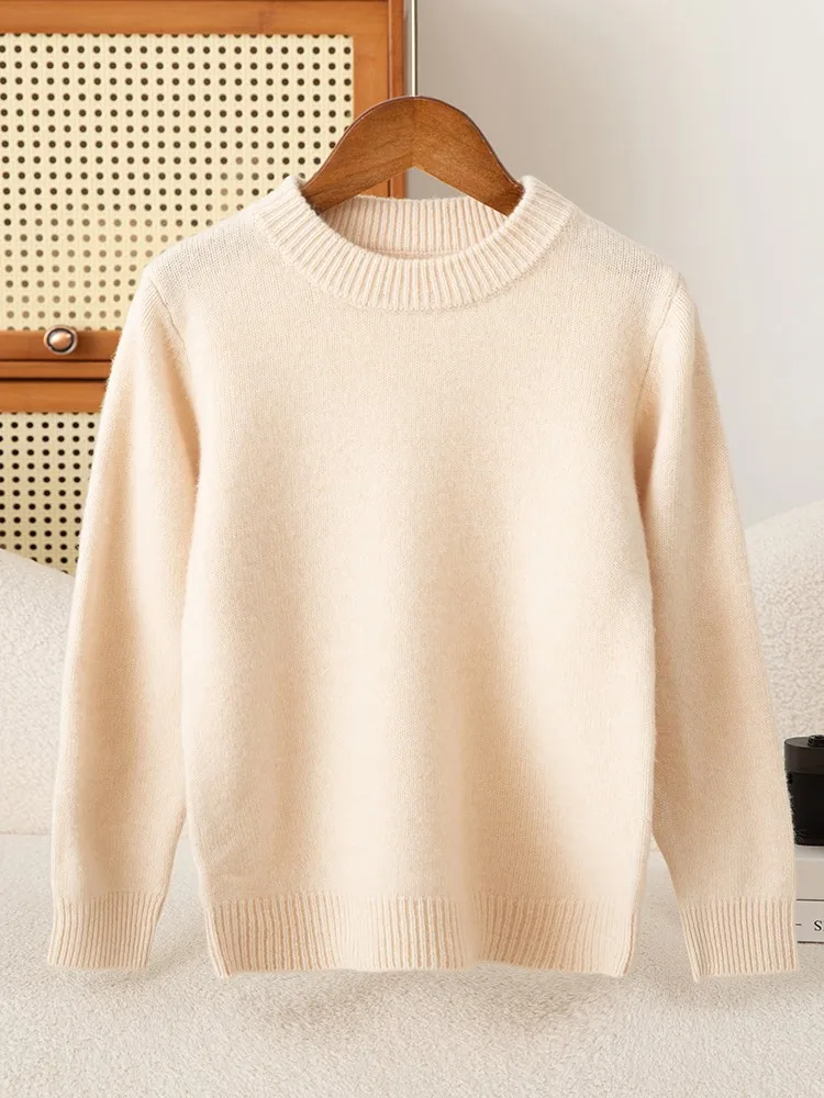 Children's Wool Sweater Pullover Girls Clothes Autumn Winter Boys Thick 100% Merino Wool Knitwear Basic Baby Kids Cashmere Tops view 3
