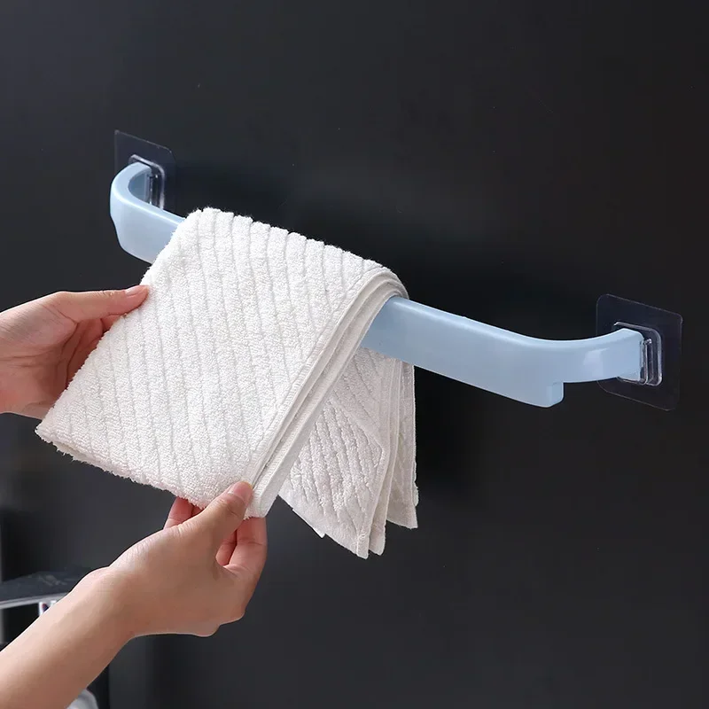 Towel Bar Perforation-free Bathroom Extended Bathroom Cool Double Pole Wall Hanging Towel Rack Toilet Single Pole Slipper Bar