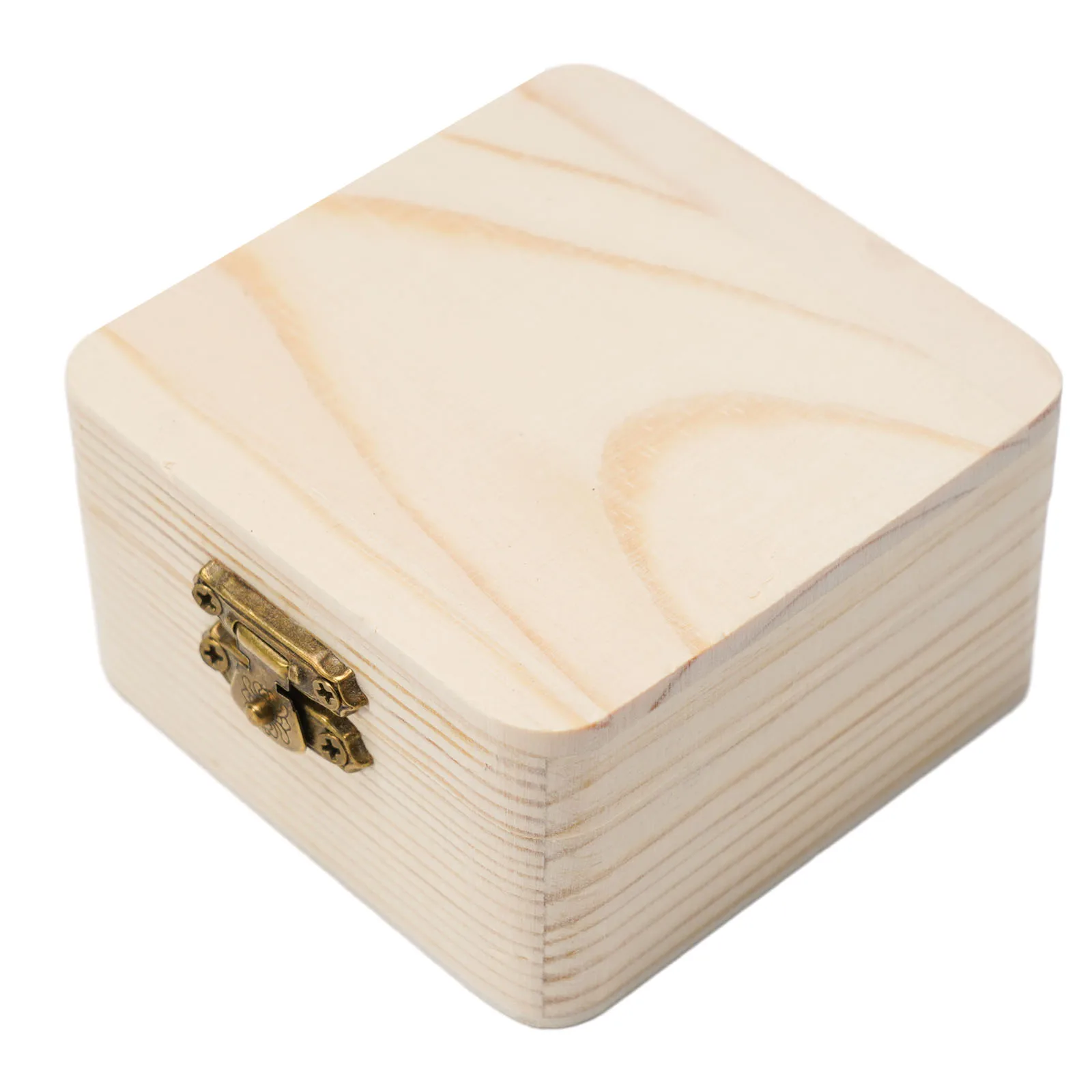 1pcs Log Color Scotch Plain Wooden Square Hinged Storage Boxes Craft Gifts Box Hand Made Case Box Storage Organization