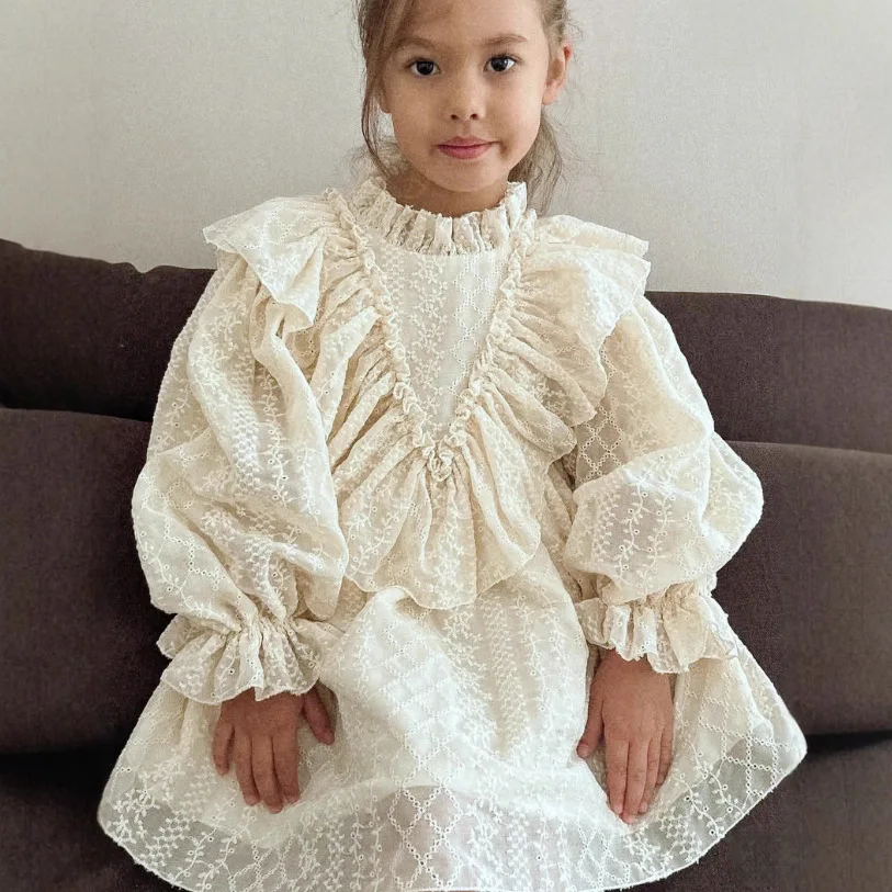 

2025 Russian Spring and Autumn Girls Lolita Dress Lace Embroidery with Inner Lining Palace Style Dress