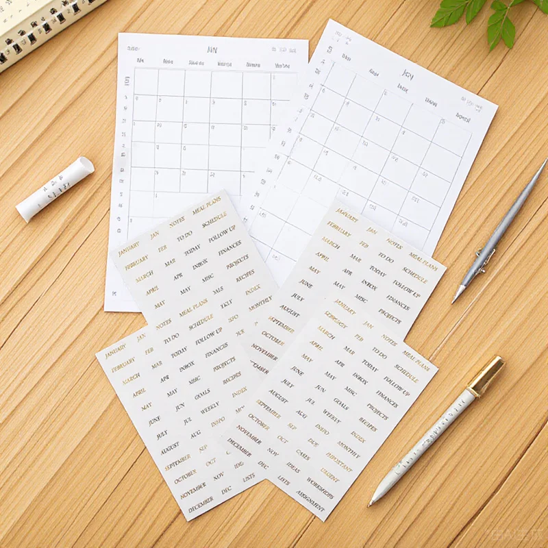 

Gold Foil Stickers Bright Smooth Finish For Scrapbook Journal Notebook Decoration English Word Decal Diy Letter