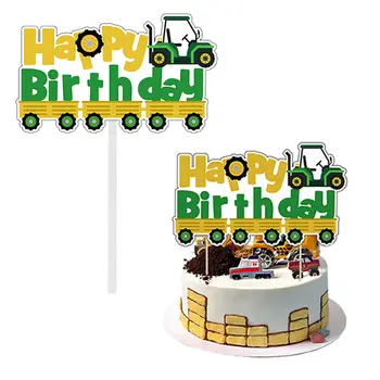 Zelené ozdoby na muffiny s traktorem, autíčky a další ozdoby na muffiny s traktorem pro oslavu narození miminka, farmářské večírky a další 8 nejlepší prodej narozeninové dekorace s traktorem - №6