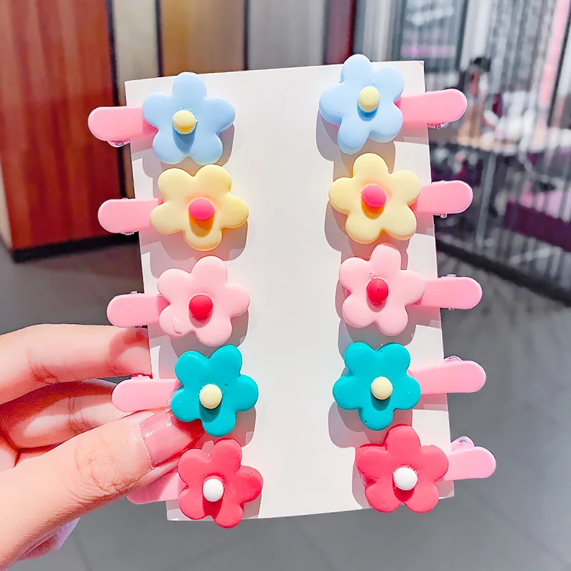 10pcs/Set Cute Cartoon Flower Fruit Animal Hair Clips For Girls Sweet Hair Ornament Hairpin Barrettes Children Hair Accessories