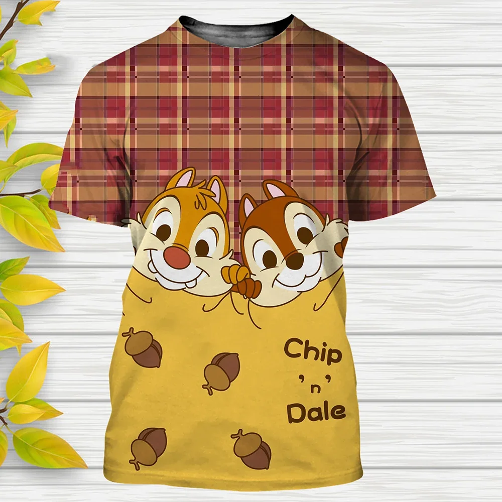 MINISO-T-shirt à Manches Courtes pour Homme et Fille, Vêtement Imprimé en 3D, Dessin Animé Disney, Chip Dale, SLaura, Nouvelle Collection