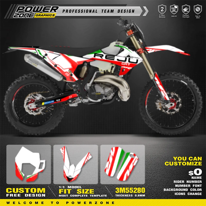 

PowerZone Custom Team Graphics Backgrounds Decals Stickers Kit For RIEJU MR 300 2020 2021 Number Name Customize 01