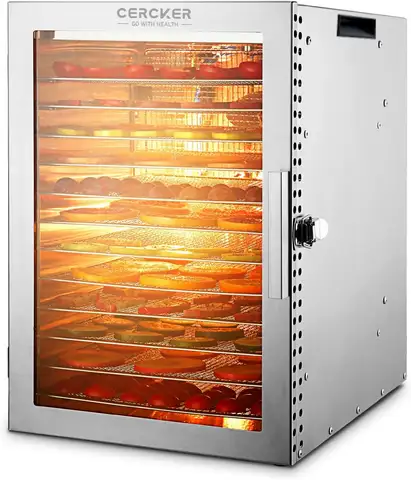 12-Tray Stainless Steel Food Dehydrator, 800W Dryer for Jerky & Fruits, 190°F Temp Control, 24H Timer, Large Drying Capacity