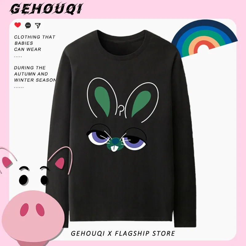 Disney Cartoon Emoticon Printed Long Sleeve T-shirt Women's Toy Total Movement Monsters University Cotton Fall Clothing Trend