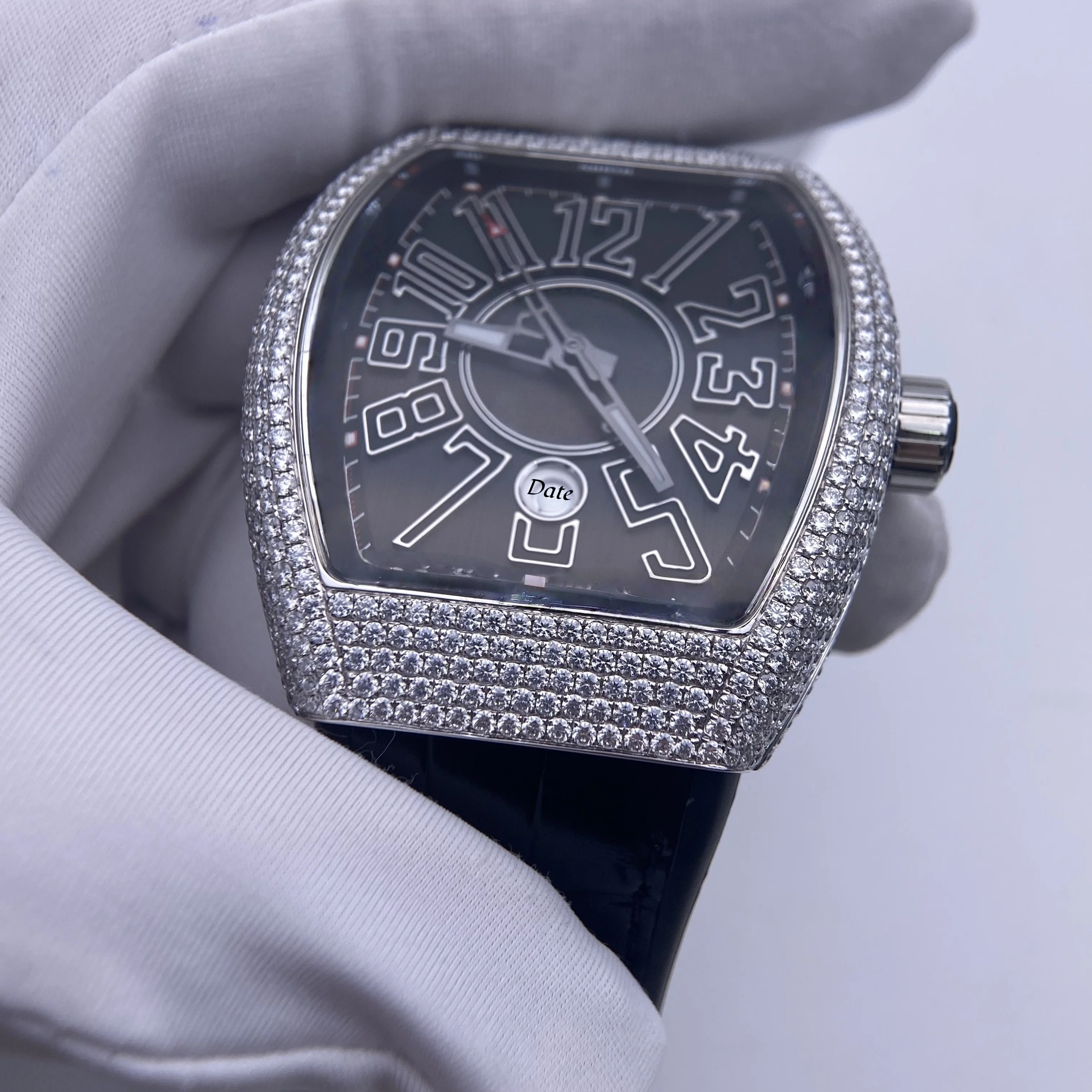 Reloj de Hip Hop para hombre, venta al por mayor, reloj mecánico automático de moissanita, 1:1 Hip Hop, lujo, brillante, Vvs, diamante refrigerado