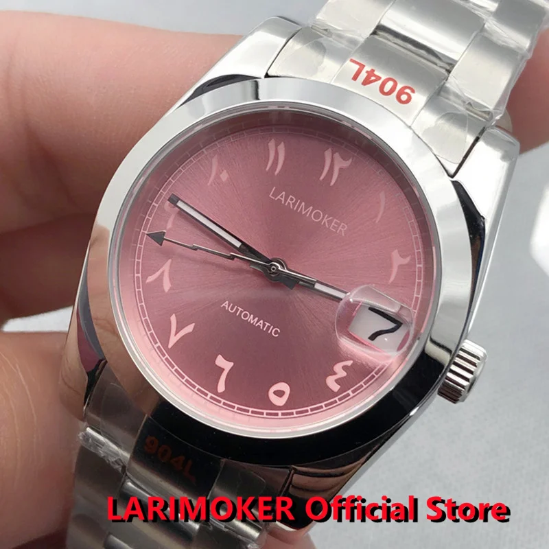 

LARIMOKER New 36mm Stainless Steel Mechanical Men Watches NH35 Automatic Watch Ping Dial Sapphire Luminous Arabic Numeral Index