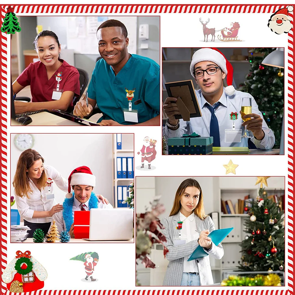 Simpatico pupazzo di neve di natale Candy babbo natale retrattile infermiera Badge Reel Clip studenti Doctor ID Card Holder per il giorno di natale