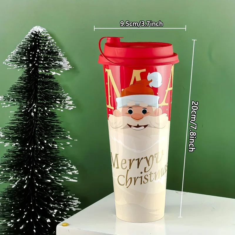 25 قطعة أكواب القهوة القابل للتصرف لعيد الميلاد مع غطاء 22 أوقية فقاعة كوب شاي بالحليب مانعة للتسرب المشروبات الساخنة/الباردة قابلة لإعادة الاستخدام كوب حفلة عيد الميلاد