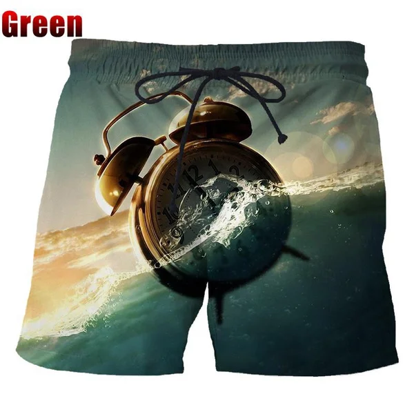 Nova moda verão men legal 3d relógio impresso casual personalidade shorts