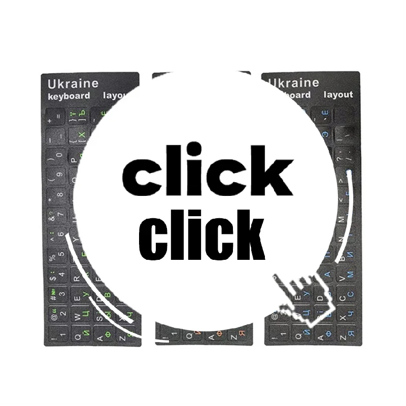 

Наклейка на украинскую клавиатуру, прочный черный фон с алфавитом для ПК, аксессуары для ноутбука, компьютерная клавиатура