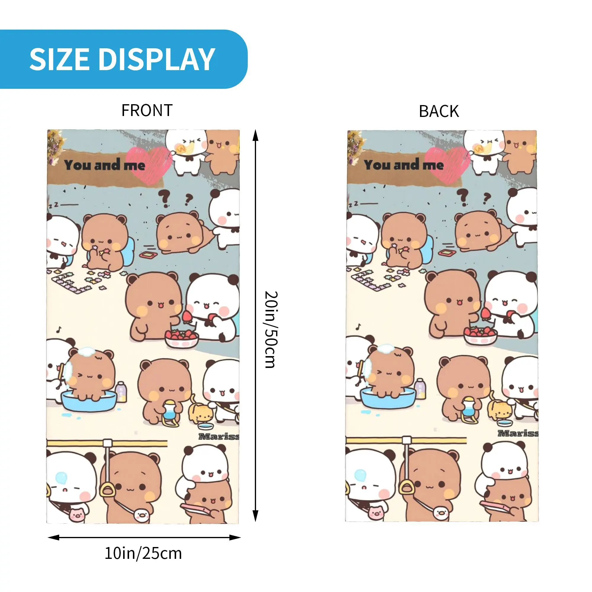 Bubu Dudu أنت وأنا باندانا غطاء الرقبة المطبوعة التفاف وشاح متعدد الاستخدام بالاكلافا الرياضة في الهواء الطلق للرجال النساء الكبار كل موسم