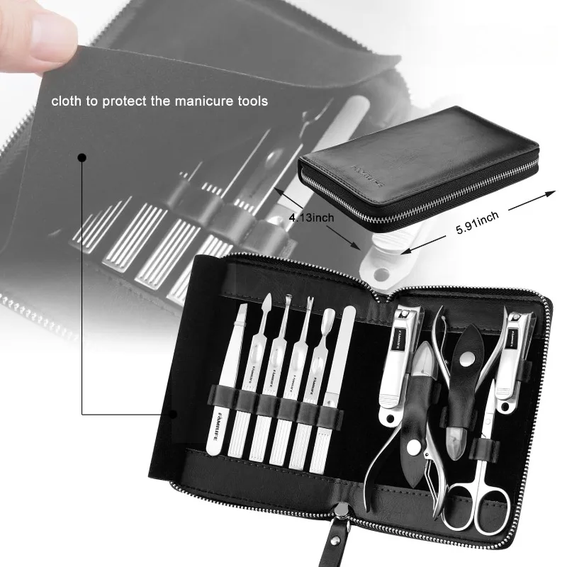 

Manicure Kit, FAMILIFE Professional Manicure Set Nail Kit, 11 In 1 Stainless Steel Nail Clippers Set For Men Pedicure Kit, Men G