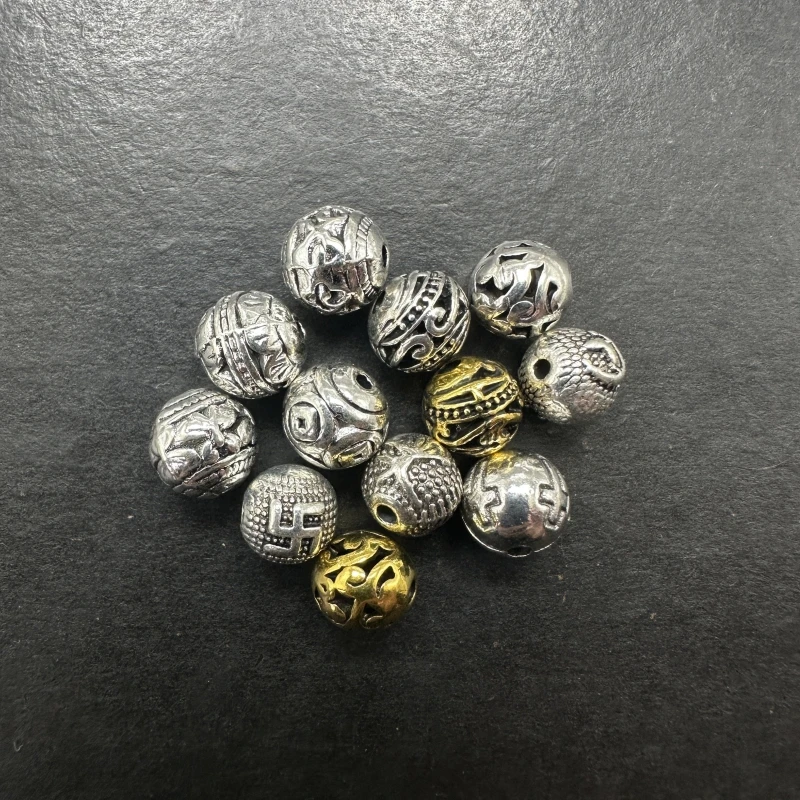 15 stücke 10 verschiedene gravierte Muster Abstand Perlen DIY charmante Aushöhlung Schmuck Herstellung Armband Halskette Accessoires und Handwerk