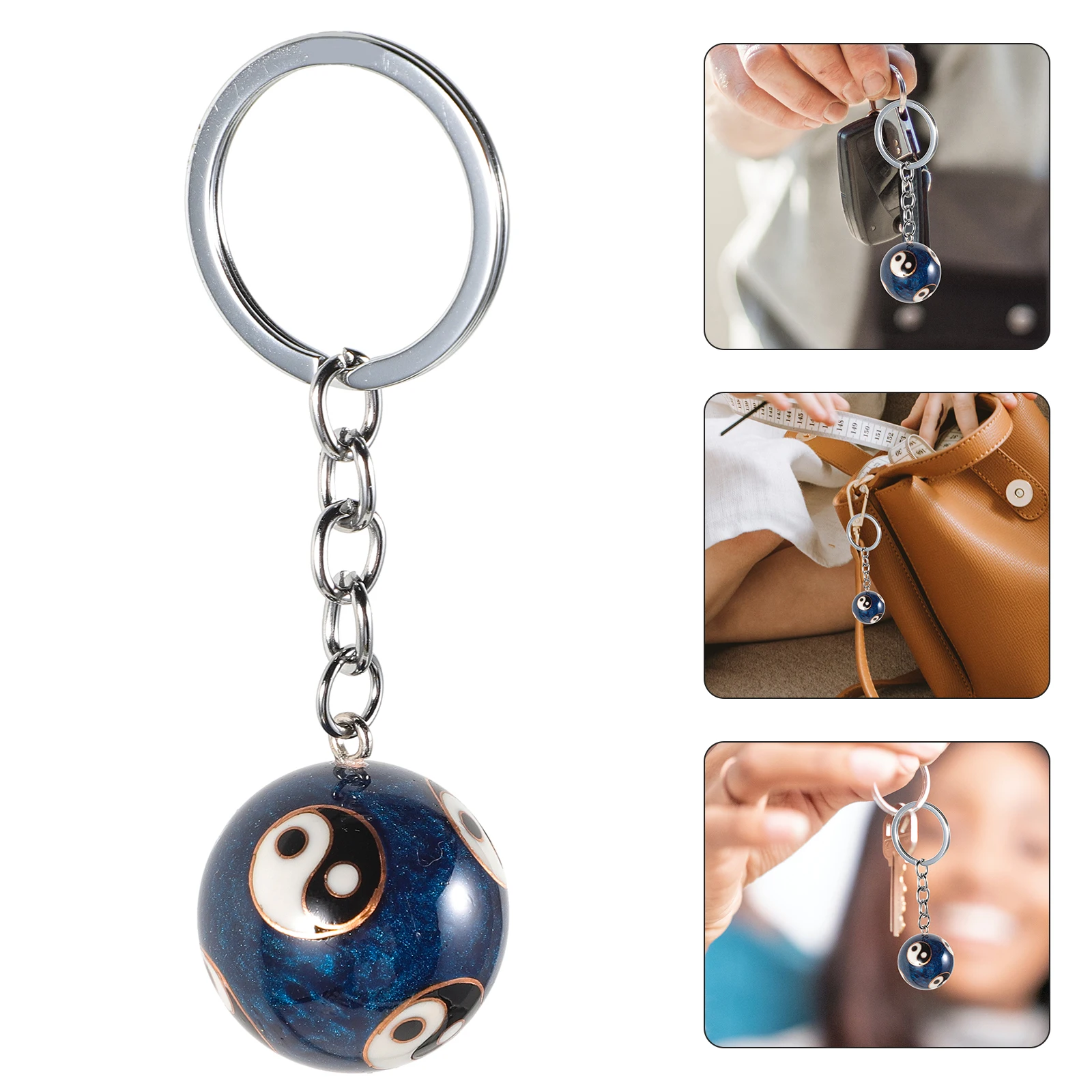 

Delicate Ball Keychain Hand Massage Small Key Ring Charm Pendant Eight Diagrams Pattern Adorable Key Hanging Ornament For Bag